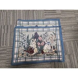 4 Heavy petit weave Rabbit, Spring Design placemats 12 x 17 vtg‎